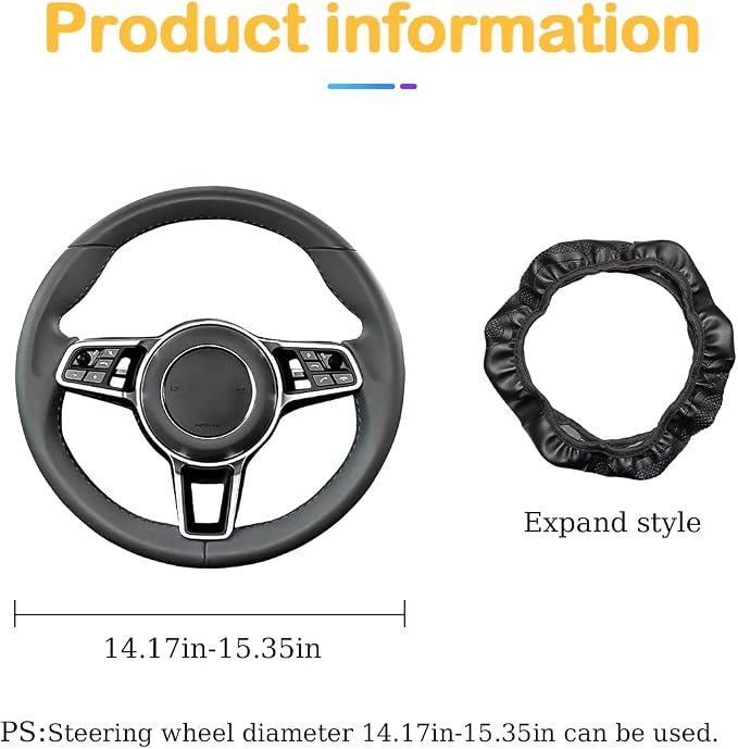 Osilly 15 Inch Carbon Fiber PU Leather Steering Wheel Cover, Red | full-wrap protective surface, flexible ringless design, hand-stretch setup, fits matching rim sizes, automotive accessories - Image 2