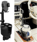 Adjustable Cup Holder Phone Mount 2-in-1 Vehicle Stand Black | Rotatable retractable base, abs construction, anti-slip pads, fits most cars, SUVs, and trucks, automotive accessories by Unknown