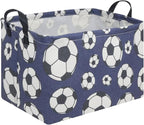 FXOLCSHE Rectangular Easter Soccer Basket,Kid's toy storage box,Collapsible waterproof college dorm laundry basket,Baby Nursery Hamper,Sports Boys soccer basket,Boys Soccer Room Decor(Soccers) by FXOCSHE