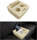 Car Back Seat Organizer, Leather Automotive Rear Seat Couch Cup Holder Expander Tray, Vehicle Cup Holder Tray Holds Snacks Remotes Phones for Truck RV Boat Couch Pillow Bed (Beige) by Unknown