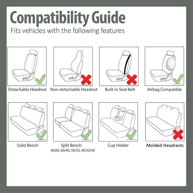 FH Group Premium Modernistic Flat Cloth Car Seat Covers – Universal Fit, Washable Seat Covers for SUV Sedan Van, Purple, Full Set - Image 5