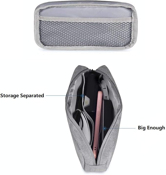 Universal Electronics/Accessories Soft Carrying Case Bag, Durable & Light-weight,Suitable for Out-going, Business, Travel and Cosmetics Kit (Big-Gray) - Image 3