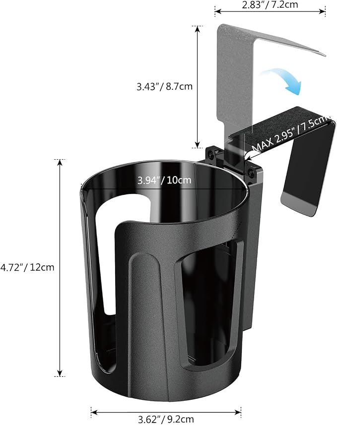 Large Car Door Cup Holder, Side Window Seat Armrest Drink Holder | Shockproof, Scratchproof, Doesn't Scratch Tint, Holds Large 8-40 oz. Bottles, Mugs and Other Big Drinks in 3.15"-3.93" - Image 4