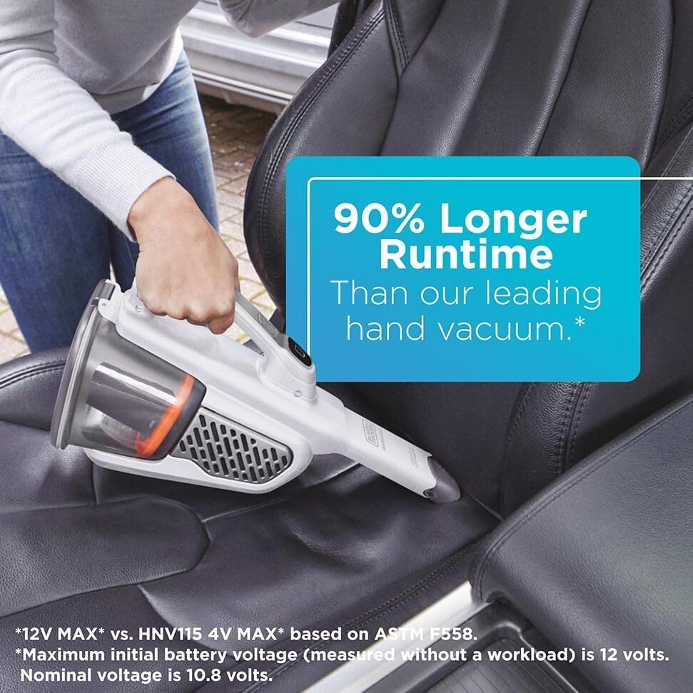 BLACK+DECKER Dust Buster Hand Held Vacuum Cordless Rechargeable, Portable Vacuum for Car, Extended Runtime, Powerful Suction, Extra Long Crevice Tool, AdvancedClean+ (HHVK320J10) - Image 5