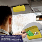 Sunglasses Holder for Car Sun Visor, Sunglass Organizer for Car, Magnetic Leather Eyeglasses Protective Storage Case, Waterproof Glasses Organizer Visor Accessories for Vehicles (Yellow) - Image 4