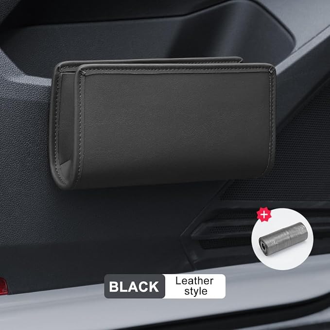 Car Seat Side Storage Pocket, Leather Hanging Foldable Multifunctional Vehicle Front Door Back Organizer Box, Waterproof Auto Interior Organizing Container, Universal fit(Black) - Image 2