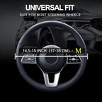 Leather Car Steering Wheel Cover, Universal Fit for Most Cars, Blue-2 | Microfiber Leather,Non-Slip Breathable Auto Steering Wheel Protector - Image 3