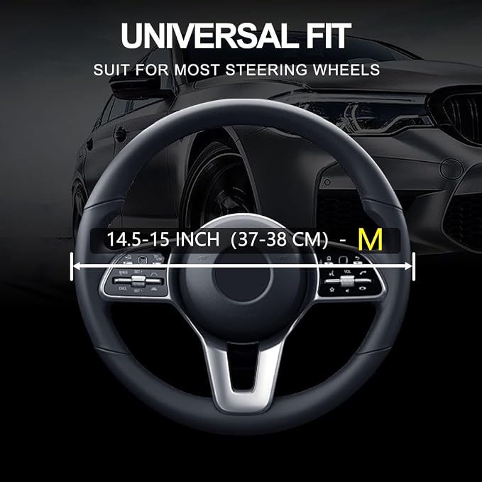 Leather Car Steering Wheel Cover, Universal Fit for Most Cars, White | Microfiber Leather,Non-Slip Breathable Auto Steering Wheel Protector - Image 3