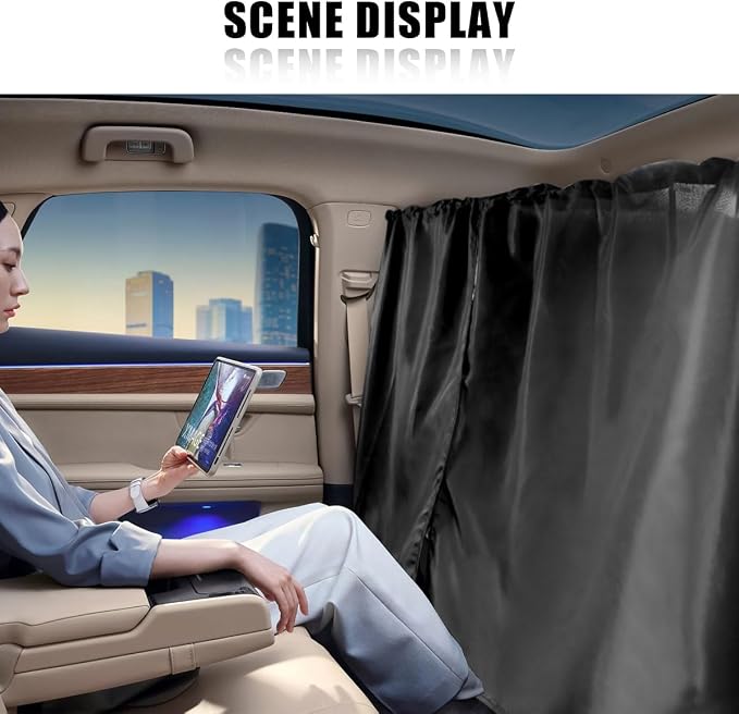 Car Window Shades, UV Protection Privacy Sunshade Covers | Removable Divider Curtains, Universal Car Interior Accessories for Sleeping Traveling Camping - Image 6