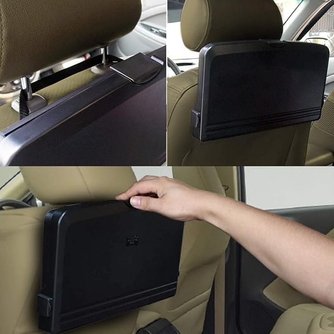 VaygWay Foldable Car Food Tray Holder Multi- Functional Portable Auto Food and Drink Holder– Black Eating Organizer Backseat Car Tray – Kids Table Food Holder Desk- Laptop, Meal (2 Pack Black) - Image 3