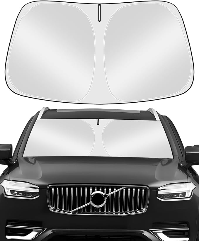 Custom Fit Windshield Sun Shade for Volvo XC90 2016-2025 2026 | Foldable, Easy to Install & Store, Full Coverage, 210T Reflective Fabric, Blocks 99% of UV Rays by Mekdghro