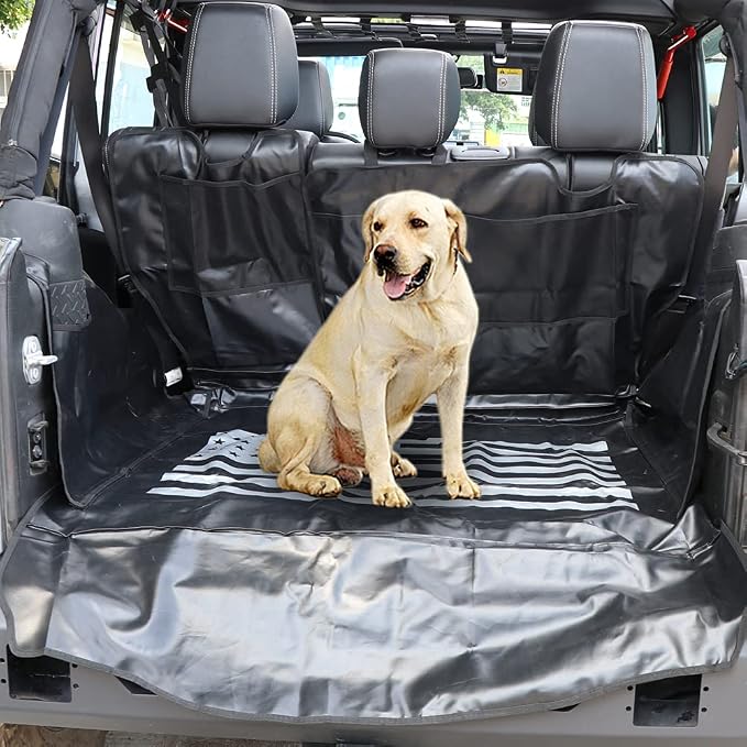 Dog Trunk Liner for Jeep, Heavy Duty Waterproof Oxford Cargo Protector for 2007-2026 Wrangler JK JL 4-Door, Nonslip Washable Pet Seat Cover & Anti-Scratch Liner (US Flag) - Image 3