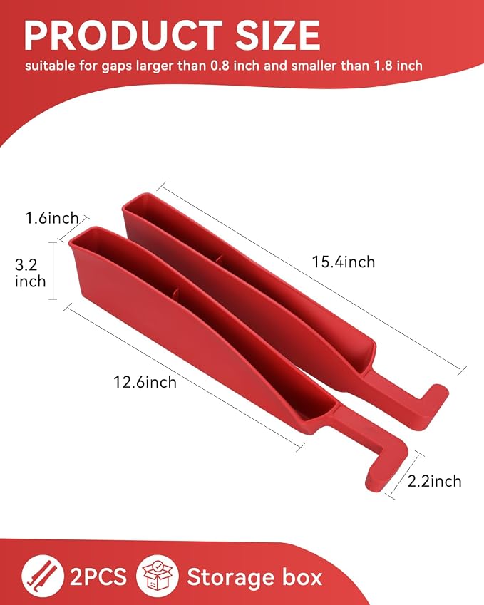 Car Seat Gap Filler, Seat Gap Organizer with Phone Holder, Car Seat Accessories, Car Organizer Fit SUV Truck-2PCS Red - Image 2