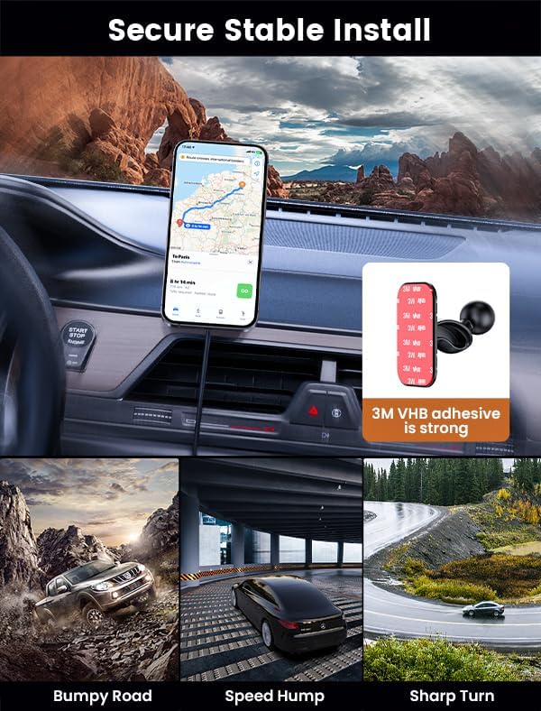 for Magsafe Car Mount Charger 15W LED RGB Car Phone Holder for Dash Vent | HandsFree Magnetic Wireless Car Charger Car Mount Fast Car Charger for iPhone 17 16 15/14/13/12 Series - Image 4