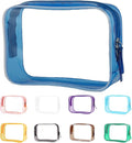Buminee Navy Blue Clear Pouch Small, 6.6"x2.3"x4.7" TSA Approved Toiletry Bag - Clear Travel Bags for Toiletries and Cosmetics - 1 Pack by Buminee