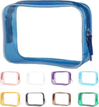 Buminee Navy Blue Clear Pouch Small, 6.6"x2.3"x4.7" TSA Approved Toiletry Bag - Clear Travel Bags for Toiletries and Cosmetics - 1 Pack by Buminee