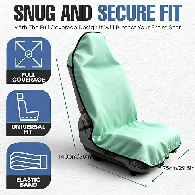 Waterproof Sweat Towel Car Seat Cover Sweat Carseat Protector,Perfect for Universal Anti-Slip Car Truck SUV Seat, Great for Post Gym Workout, Running, Swimming, Beach and Hiking (Green) - Image 3