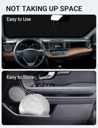 Proadsy Custom Fit 2013-2018 Toyota RAV4 Windshield Sun Shade, Blocks Heat | 240T Heat Shield, Drops Temp 54°F, Blocks 99% UV, Prevents Dashboard Cracking, Summer Parking & Beach Trips, Easy Twist-Fold - Image 9