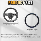 JOYCOURT 15 Inch Bling Soft Leather Car Steering Wheel Cover, Black | Colorful Rhinestones Design, Auto Elastic Protector for Women Girls, Crystal Diamond Car Accessories for Most Cars, SUVs - Image 2