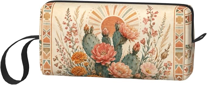 Cactus Small Makeup Bag, 600D Oxford Cosmetic Pouch for Women | Cactus Cosmetic Bag and Toiletry Pouch with Double-Sided Print and Foam Padding for Women, Travel, Gym, Weekend and Daily Use - Image 2