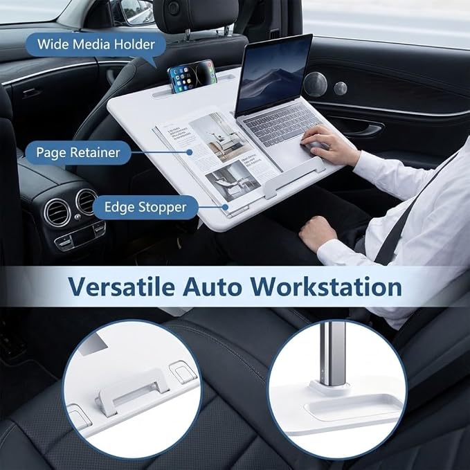 Car Desk for Laptop Passenger Seat, 13" x 9.8" Portable Laptop Tray Table, 3-Level Height Adjustable Car Seat Desk for Work, Car Laptop Stand for Eating, Camping & Travel – Fits Passenger Seat - Image 4
