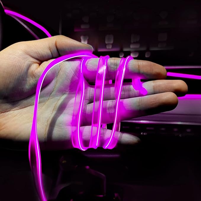 16FT EL Wire Strip Lights, USB Car Neon Trim, Sewing Edge, Purple | USB-powered operation, sewing-edge design, fuse protection, interior ambient lighting use, cut-to-length construction - Image 6