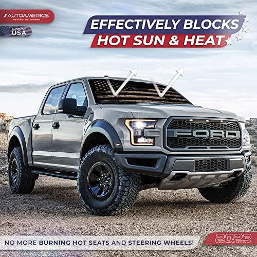 Autoamerics 1-Piece Windshield Sun Shade Brown Camo American Flag USA Design - Foldable Car Front Window Sunshade for Most Sedans SUV Truck - Blocks Max UV Rays and Keeps Your Vehicle Cool - Large - Image 3