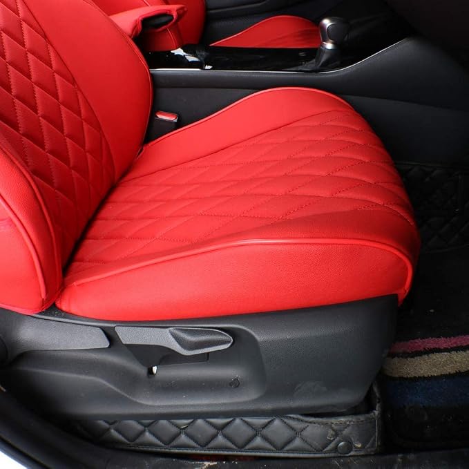EKR Accord Seat Covers Full Set Custom for Honda Accord Base,EX-L,Touring 2014-2017 (Hybrid),(Rear Row W/Solid Backrest W/Armrest) Leather Seat Cover for Cars SUV,Faux Leather(Red) - Image 3