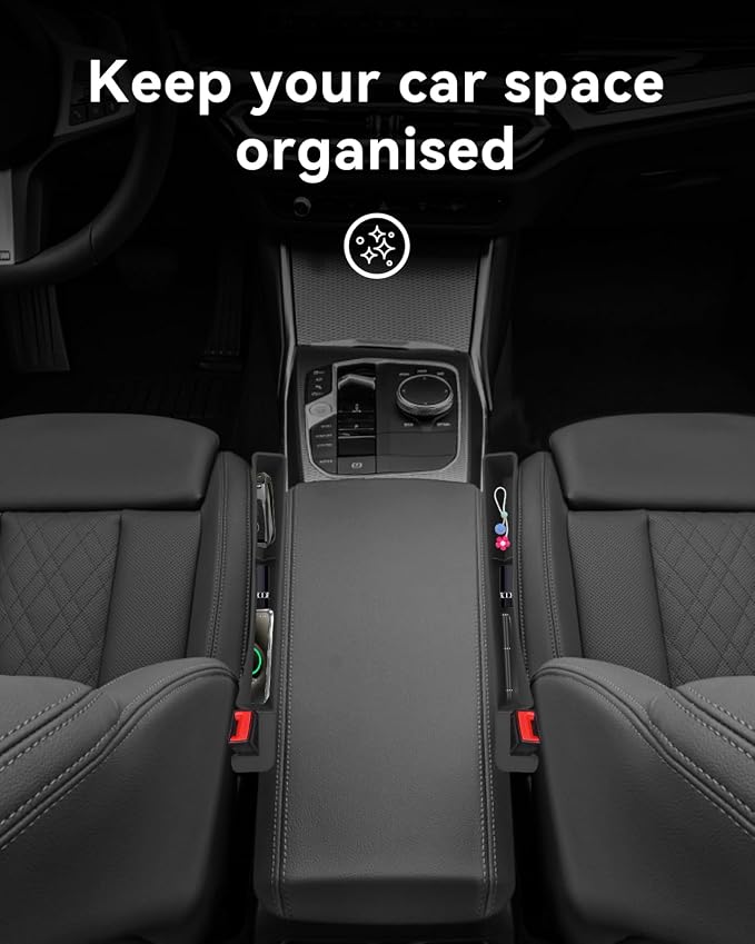 Car Seat Gap Filler Organizer, Car Accessories with Phone Storage | Dual Slot Car Seat Gap Organizer Car Essentials For Women, Universal Fit Car SUV Truck - 2Pack Automotive Consoles Organizers - Image 7