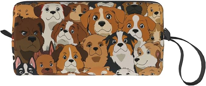 Cute Dog Faces Makeup Bag for Women with Wrist Strap | Durable 600D Oxford Fabric Cosmetic Organizer,Compact Travel Pouch with Handle for Gym & Daily Use - Image 8