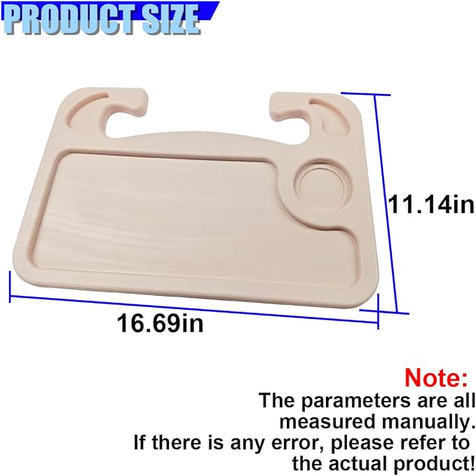 Car Steering Wheel Desk, 2 in 1 Multipurpose Auto Steering Wheel Tray with Drink Holder and Pen Slot, Portable Vehicle Computer Office Table Travel Accessories for Laptop, Food (Beige) - Image 2