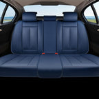Coverado Rear Seat Covers for Cars, Back Seat Cover for Dogs, Faux Leather Car Seat Covers Backseat, Blue Car Seat Cushion, 3-Pieces Waterproof Universal Seat Covers for Cars Fit for Most Sedans SUV by COVERADOAUTO