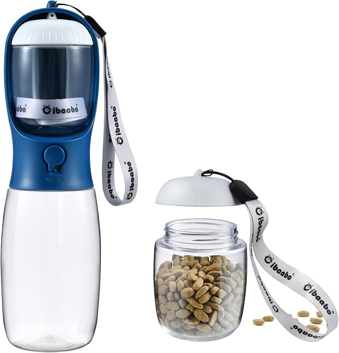 Cibaabo Dog Water Bottle Portable with Food Container & Filter for Travel | Feeding & Hydration | Travel Water Bowl | Portable Pet Dispenser | Dog Gifts | Puppy Essentials | for Hiking Camping Beach by Cibaabo