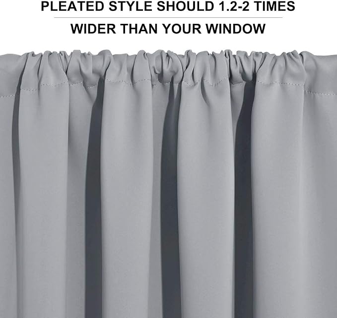 RYB HOME Blackout Curtains for Bedroom Living Room Nursery 63 inches Long | Thermal Insulated, Privacy Protection, Rod Pocket, Drapes for Office Home Theater, W42 x L63, Silver Grey, 2 Panels - Image 7