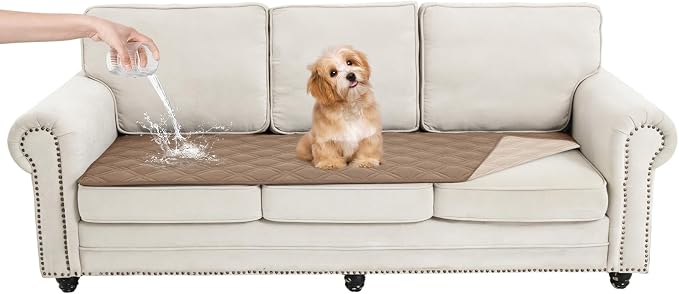 100% Waterproof Dog Bed Cover Pet Blanket, Taupe+Apricote (30"x71") | ,7-Layer Reversible Couch Covers for Dogs Met for Sofa Furniture Car Camping by Unknown