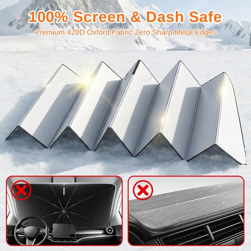Custom Fit Windshield Sun Shade for 2021-2026 Ford F-150,Heat & UV Blocker - Image 4