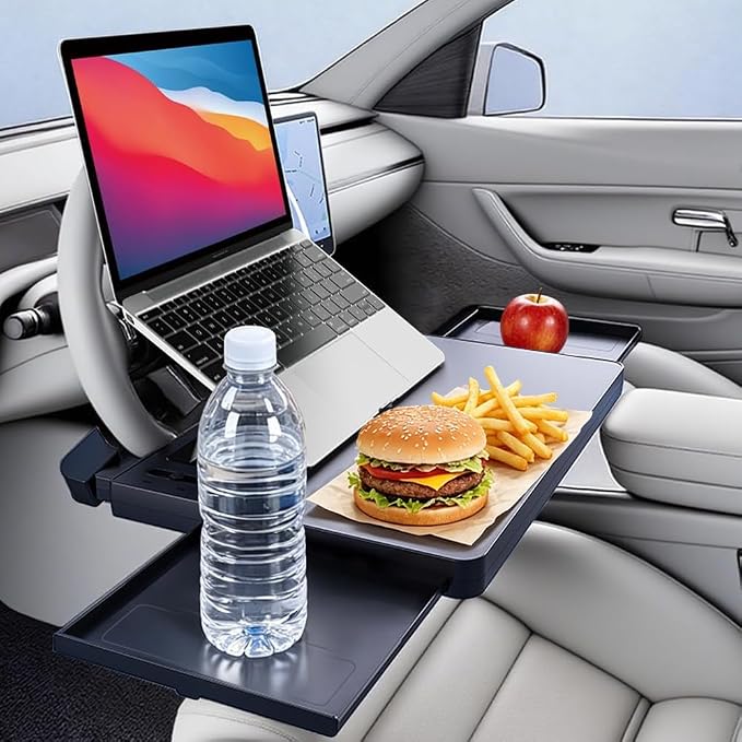 Portable Large Steering Wheel Tray Table for Car - Adjustable Laptop Holder Desk & Food Trays, Car Tray that Fits Over Steering Wheel Cover, Eating Food & Working, Driver Office Accessories by Unknown