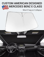 Proadsy Custom Fit 2010-2016 Benz E Class Windshield Sun Shade, Blocks Heat | 240T Heat Shield, Drops Temp 54°F, Blocks 99% UV, Prevents Dashboard Cracking, Summer Parking & Beach Trips, Easy Twist-Fold - Image 2