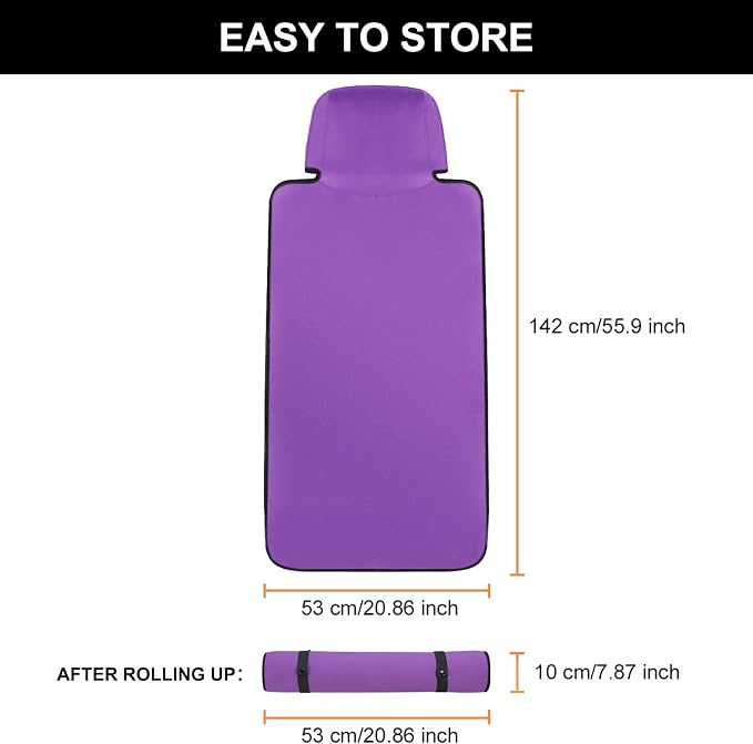 Neoprene Waterproof Car Seat Cover, Purple 1pc, Non-Slip | Car Seat Protector, Sweat-proof, Universal Fit SUV & Truck, Machine Washable, For Gym, Yoga, Pets, Workout, Beach, Swimming - Image 7