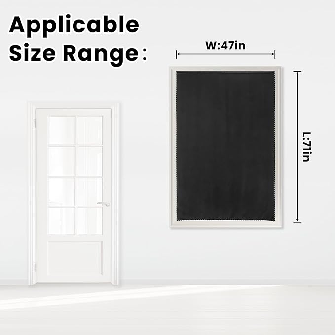 Adhesive Blackout Curtains- Self Stick Shades Window Blinds Curtains No Rod Needed Easy to Hang Curtains, Use for Bedroom, Living Room, Dining Room, Kitchen, Home Office, 47"W X 71"L, Black, 1 Panel - Image 7