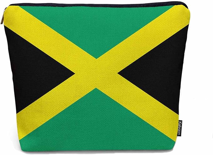 Women Cosmetic Bag Jamaica Flag, National Jamaica Flag Cute Makeup Bag For Purse Cosmetic Travel Bag For Toiletries Makeup Storage Bag Flax Skincare Bag Makeup Pouch Bags Green by Unknown