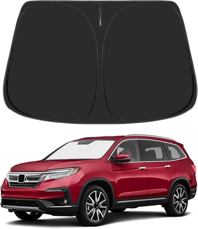 Proadsy Custom Fit 2016-2026 Honda Pilot Windshield Sun Shade, Blocks Heat | 240T Heat Shield, Drops Temp 54°F, Blocks 99% UV, Prevents Dashboard Cracking, Summer Parking & Beach Trips, Easy Twist-Fold by Proadsy