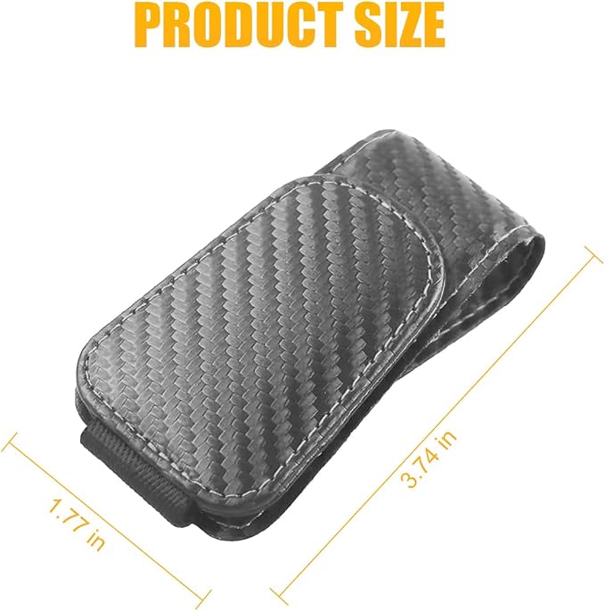 AICEL 2PCS Sunglasses Holders for Car Sun Visor, Carbon Fiber, Gray | Leather Eyeglasses Hanger Mounter, Magnetic Glasses Holder and Ticket Card Clip, Car Accessories, Universal Fit - Image 2