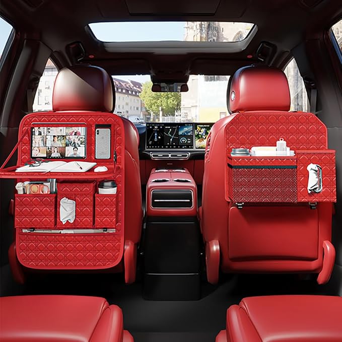 Backseat Car Organizer 1 Pack, Car Back Seat Organizers with Tray,Multifunctional Car Seat Back Organizer with Foldable Tablet Holder (Red, 1 PC) - Image 4