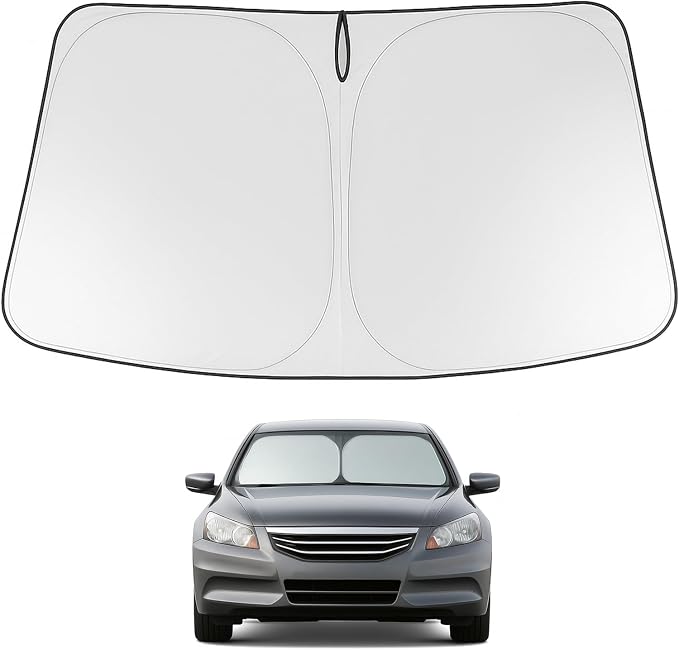 Proadsy Custom Fit 2008-2012 Honda Accord Windshield Sun Shade, Blocks Heat | 240T Heat Shield, Drops Temp 54°F, Blocks 99% UV, Prevents Dashboard Cracking, Summer Parking & Beach Trips, Easy Twist-Fold by Proadsy