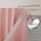 Self Adhesive Blackout Curtains- Stick on Curtains Shades Window Blinds Curtain No Rod Needed Easy to Hang Curtain, Use for Bedroom, Living Room, 59" W X 96" L, Pink, 2 Panels - Image 7