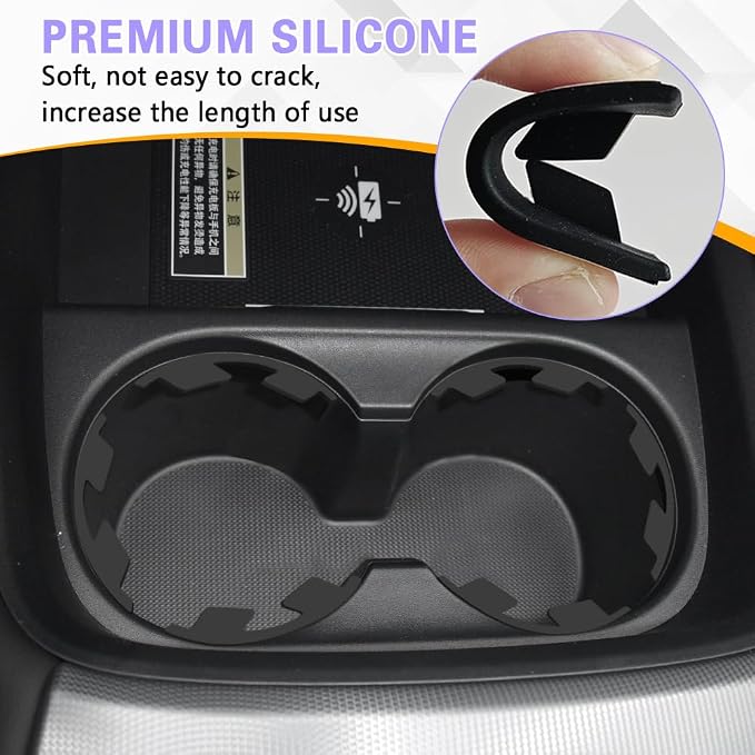 6PCS Silicone Car Cup Holder Insert with Arc Leaf Design, Car Cup Holder Expander, Silicone Self-Adhesive Cup Holder Stabilizer, Anti-Shake Auto Water Bottle Stabilizers for Most Vehicles - Image 3