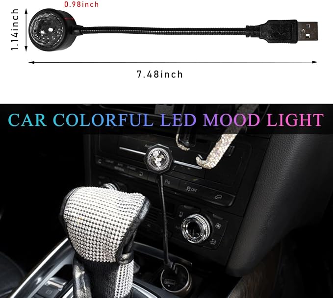 KVAEY 2 PCS USB Star Night Light, Adjustable Sound Activated Car Roof Atmosphere Lamp, Portable Romantic LED Auto Interior Ambient Light for Car, Bedroom, Party, Ceiling - Image 2