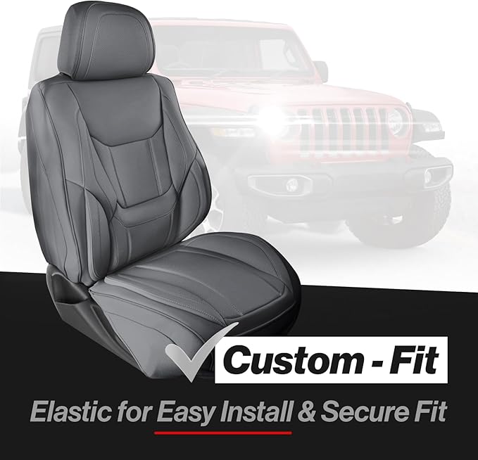 Coverland Custom SUV Car Seat Covers for 2013-2020 Subaru XV | Premium Waterproof Faux Leather Non-Slip Memory Foam Airbag Compatible Custom Fit Interior Protector [Front Seat-Dark Gray] - Image 2