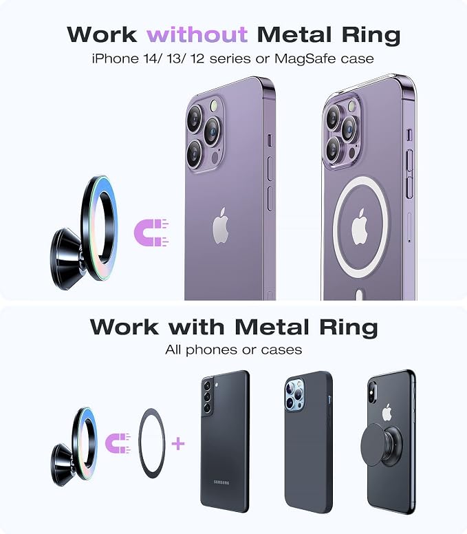 VICSEED Fit for MagSafe Car Mount [Colorful Gradient] Magnetic Phone Holder for Car Dashboard [Lasting & Never Fall] All Metal Sturdy Phone Mount for Car Dash Fit iPhone 16 Pro Max 15 14 13 12 Samsung - Image 5